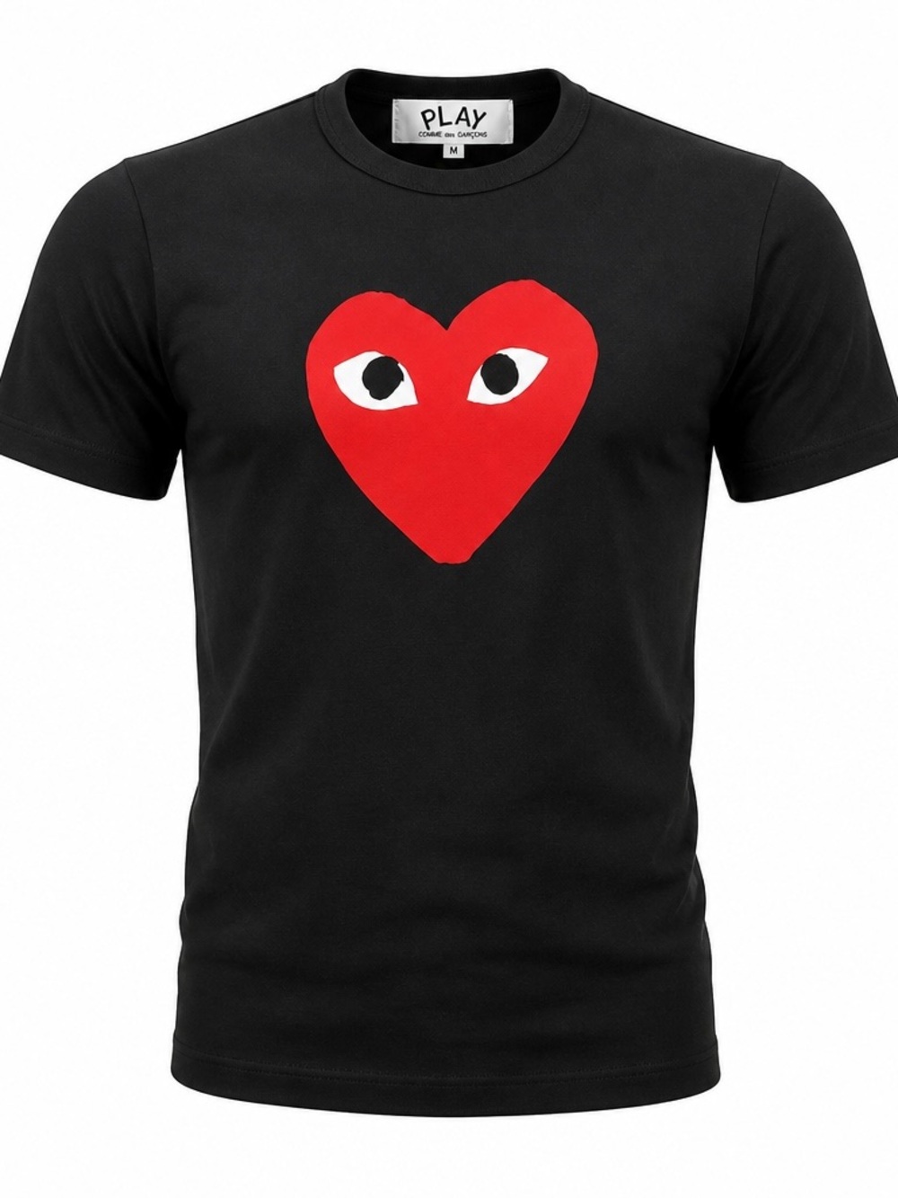 Comme des Garcons PLAY Black Tee with Red Heart Motif